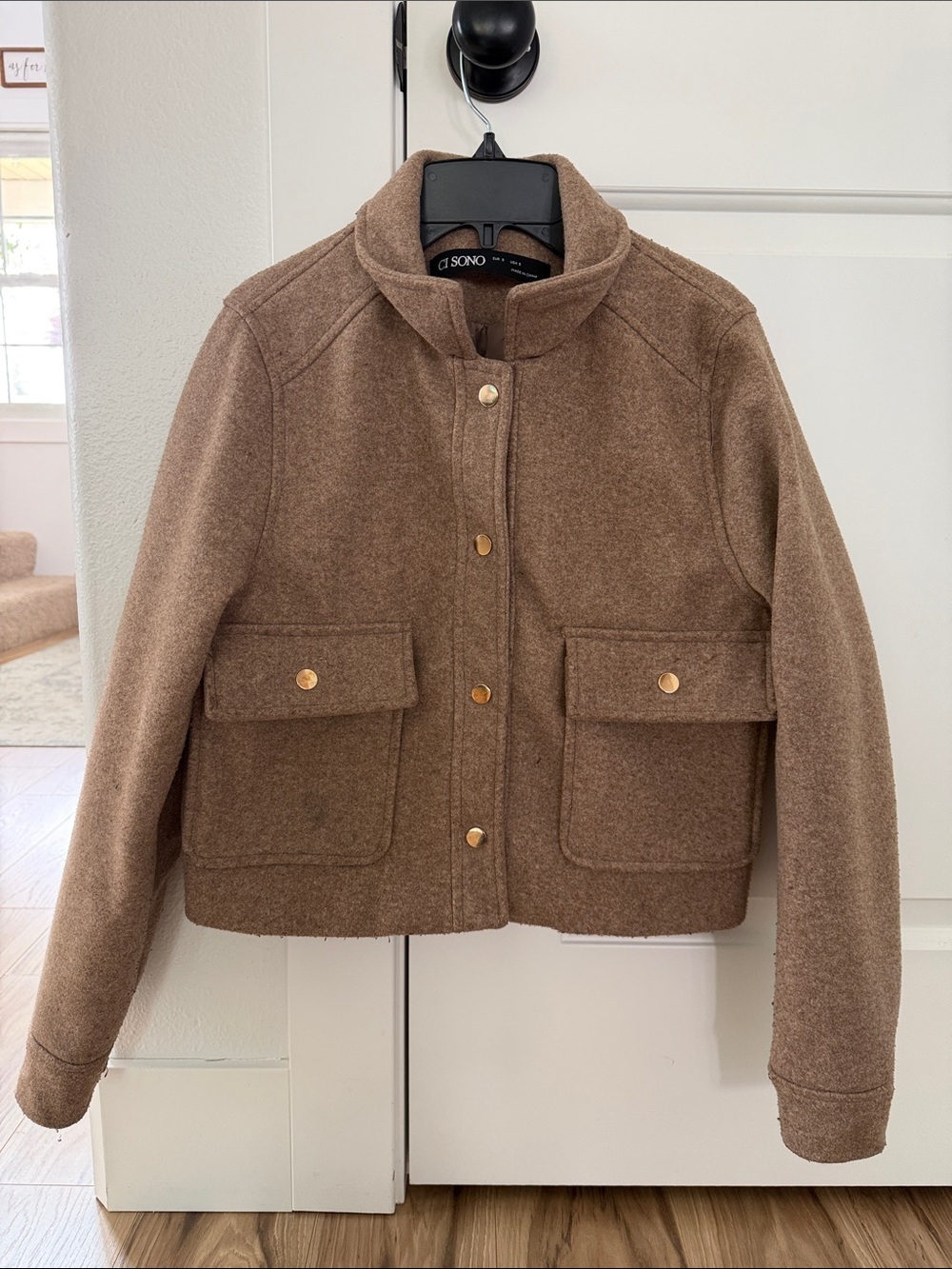 Ci Sono Teddy Jacket in Brown with Gold Buttons